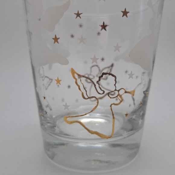 Anchor Hocking Clear Glass Gold White Angel and Star Design Mid-Century Modern - Picture 8 of 13